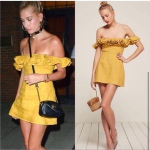 Reformation Off-the-Shoulder Ruffle Dress | Size 4